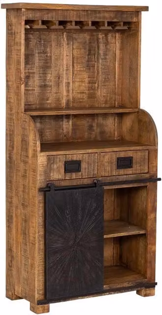 Mobile portabottiglie Wanderlust Deco in legno e metallo marrone e nero stile industrial L: 80 cm, P: 39 cm, H: 170 cm – 1