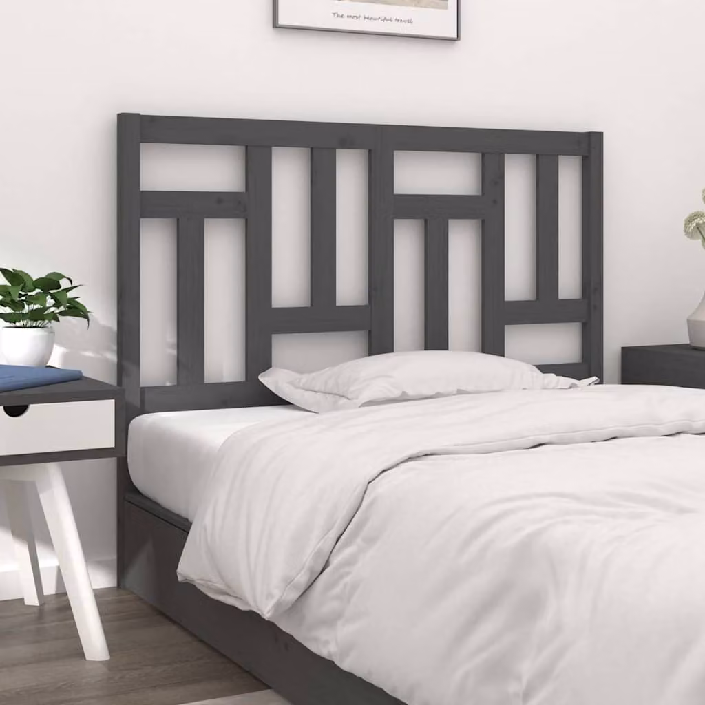 Testiera per letto vidaXL in legno massello di pino, grigia, L: 205,5 cm, P: 4 cm, H: 100 cm