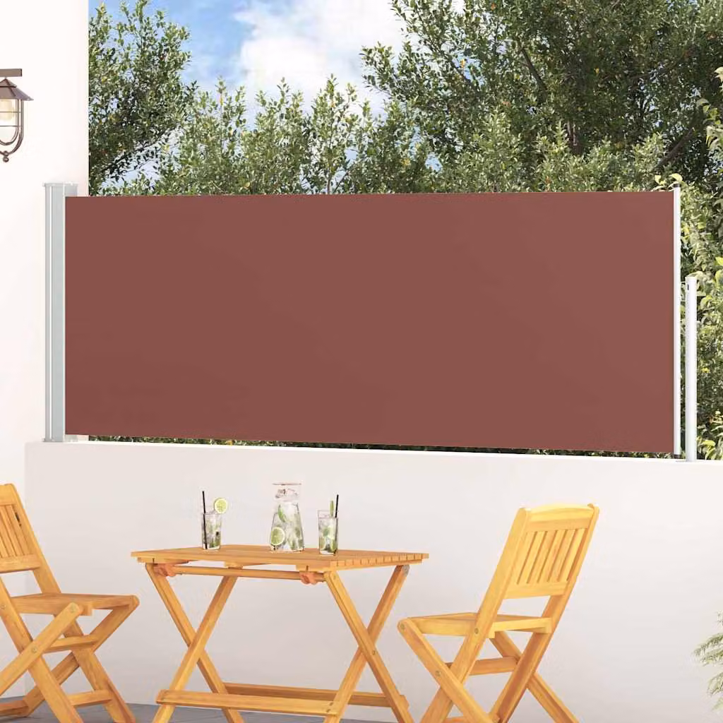 Tenda Laterale Retrattile per Patio vidaXL in Poliestere e Acciaio, Marrone, L: 100 cm, H: 314 cm