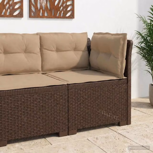 Divano da giardino a 1 posto con cuscini vidaXL in effetto rattan marrone L: 70 cm, P: 62 cm, H: 62 cm – 1