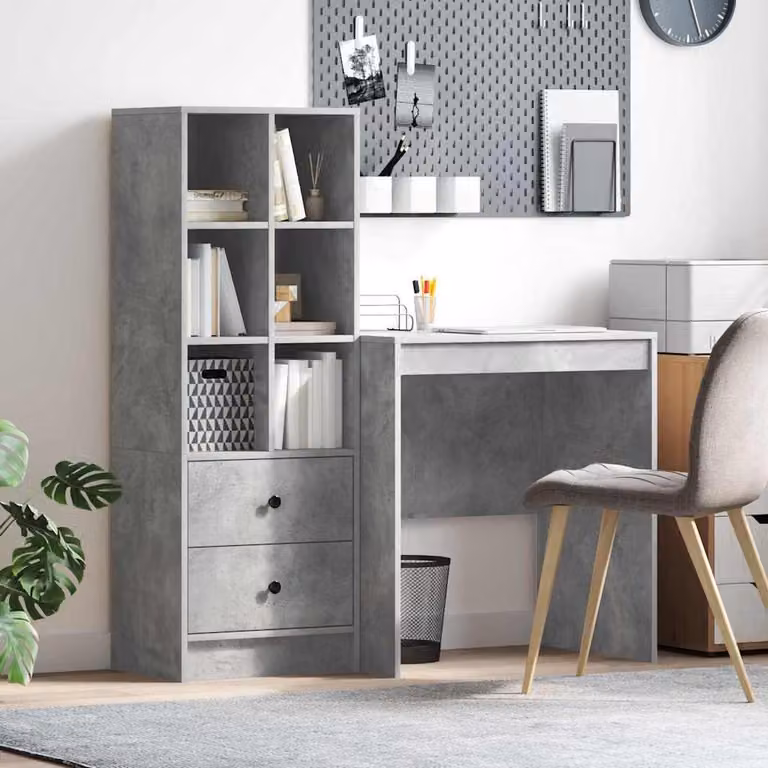 Maison Exclusive - Scrivania con cassetto 2 pcs Grigio cemento
