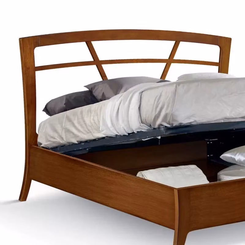 Letto matrimoniale con contenitore in legno traforato Noce Bassano Mobili 2G L/P/H: 184 x 210 x 120 cm – 2