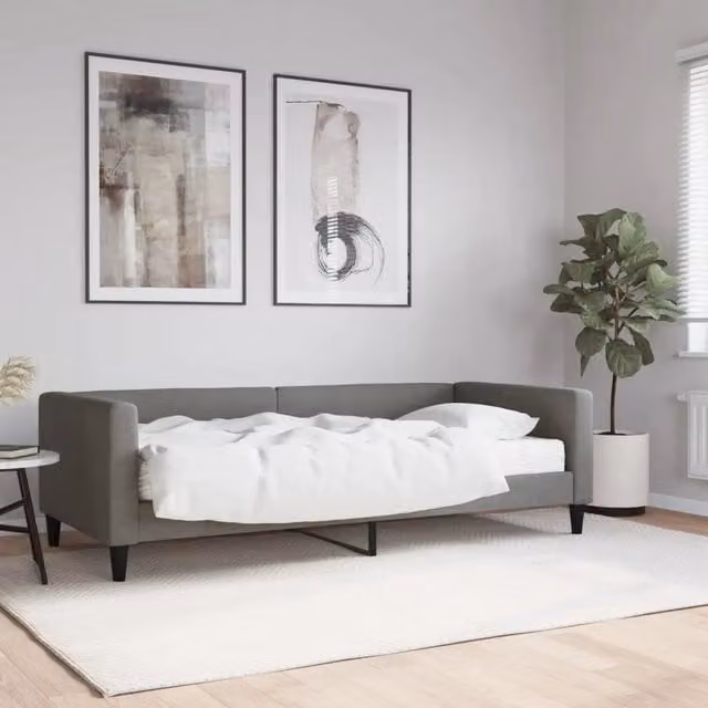 Divano Letto con Materasso-Sofa Letto-Daybed Grigio Scuro 90x200 cm in Tessuto 881057