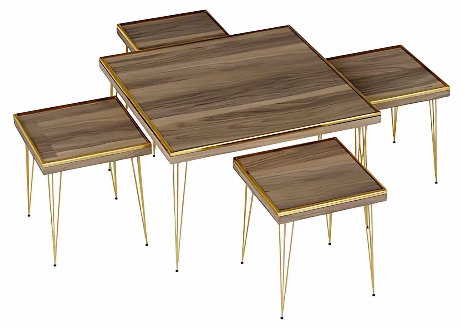 Wohnzimmer-Set Braun aus MDF und Edelstahl modern elegant