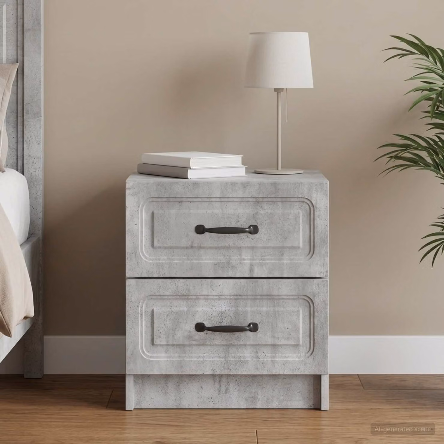 Armadio da Notte Moderno vidaXL Grigio Cemento L: 43 cm, P: 34,5 cm, H: 44,5 cm