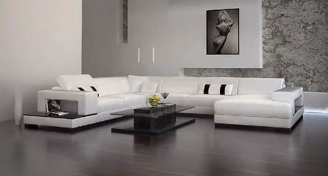 Wohnlandschaft Couch Polster Eck Garnitur Designer Ledersofa Big Sofa mit USB