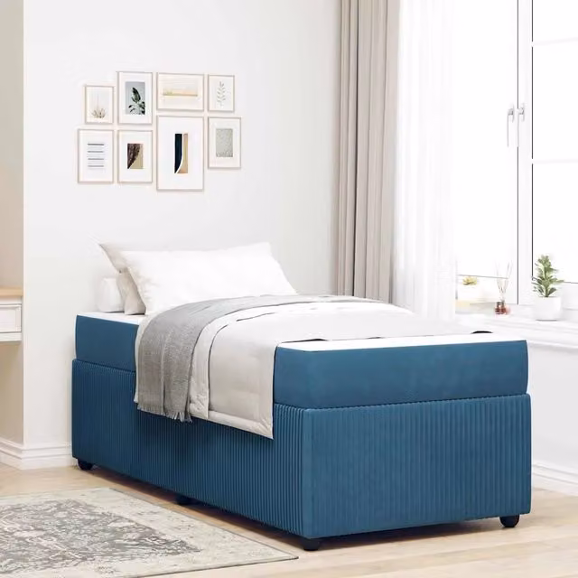 Struttura del letto con materasso-Giroletto Blu 100 x 200 cm Tessuto 988549