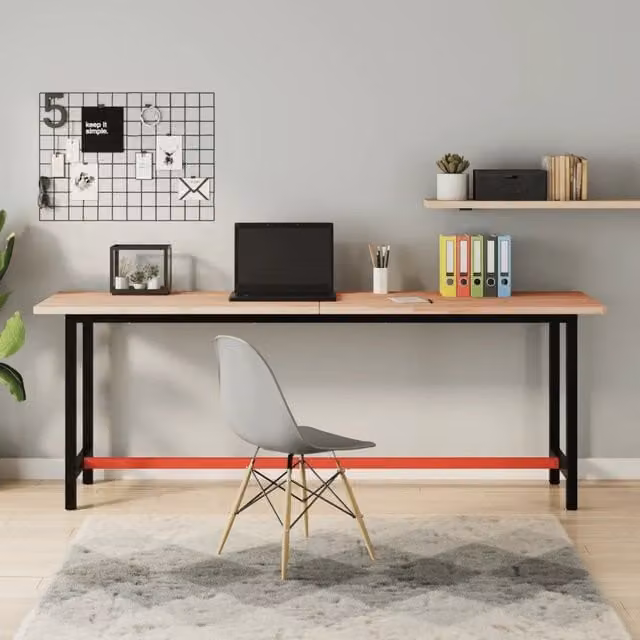 Banco da Lavoro vidaXL in Legno e Metallo L: 200 cm, P: 55 cm, H: 81,5 cm – 1