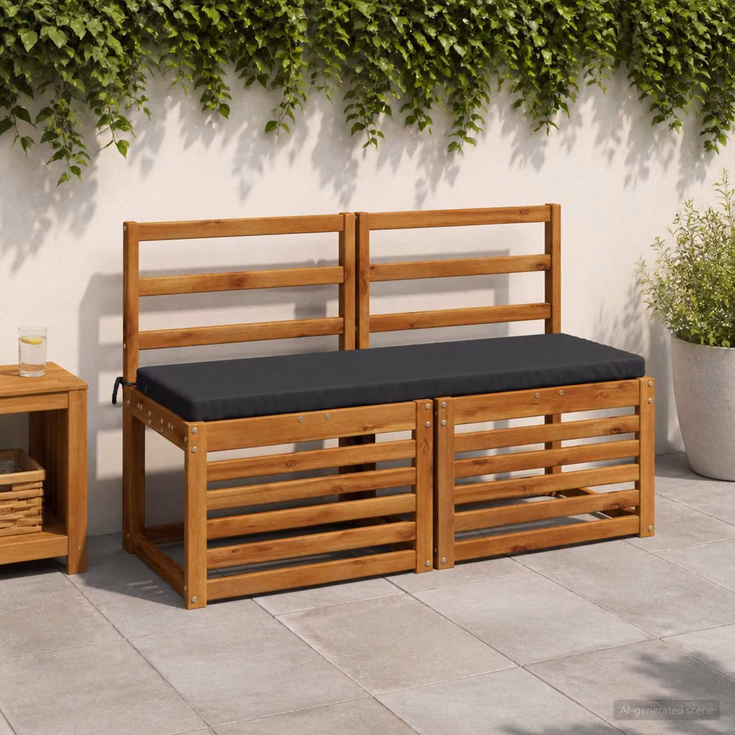 Set di 2 cuscini per panchina vidaXL SOEST in poliestere, blu o antracite, L 110 x P 40 x H 40 cm