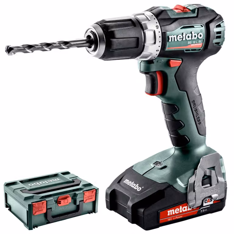 Metabo Akku Bohrschrauber BS 18 L BL inkl. 2 Akku 2,0 Ah + Ladegerät