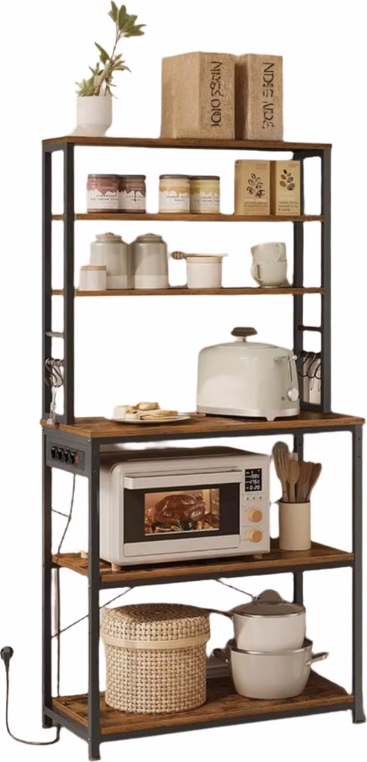 Ripiano per cucina con prese elettriche – Ripiano per microonde – Montaggio a parete – 40 x 80 x 167 cm