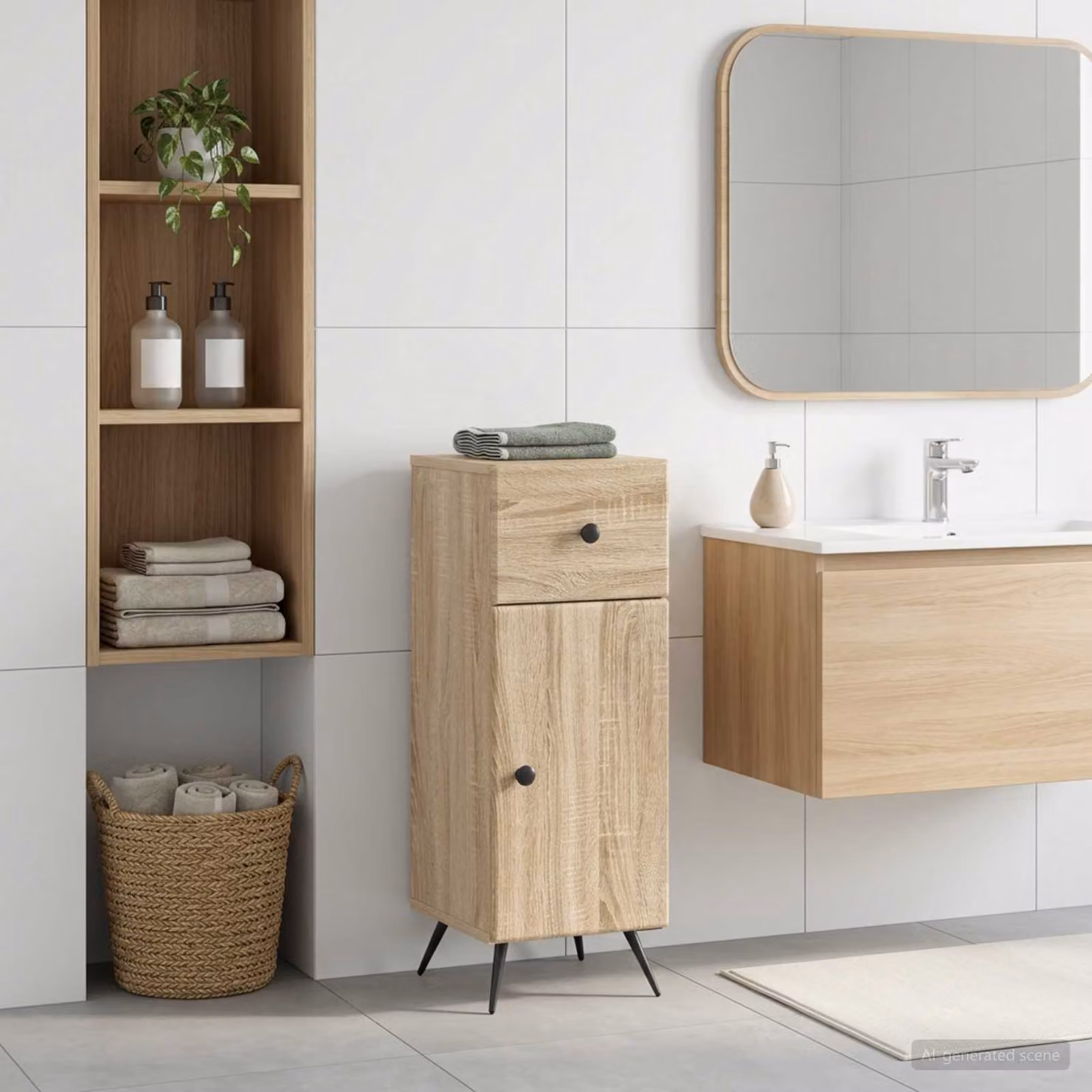 Mobiletto da bagno vidaXL BREDA Rovere Sonoma, L/P/H: 30 x 31 x 80 cm