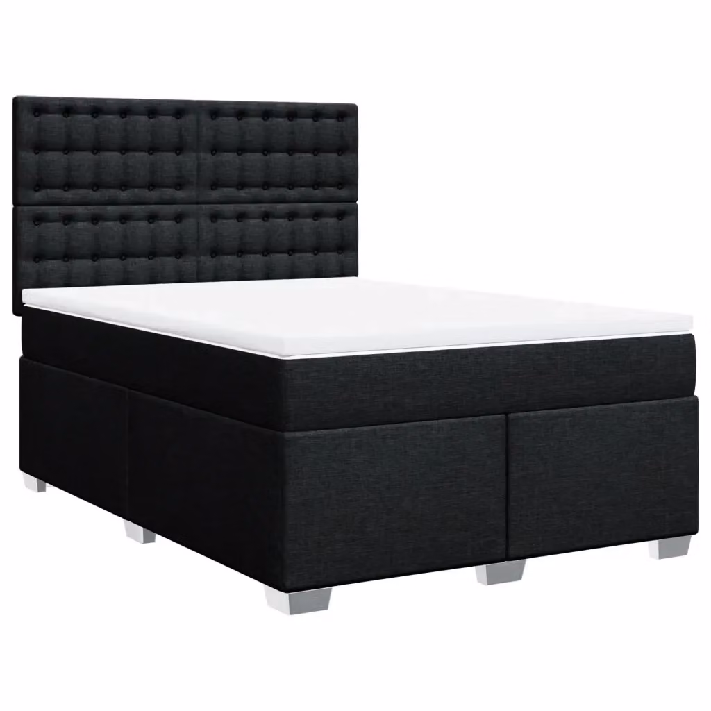 Letto Ibrido vidaXL con Giroletto a Molle e Materasso Nero e Bianco in Tessuto L/P/H: 160 x 200 cm – 2
