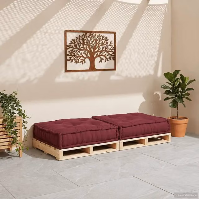 Divano Componibile Modulare Design Mania in Tessuto Marrone e Viola L/P/H: 70 x 70 x 36 cm