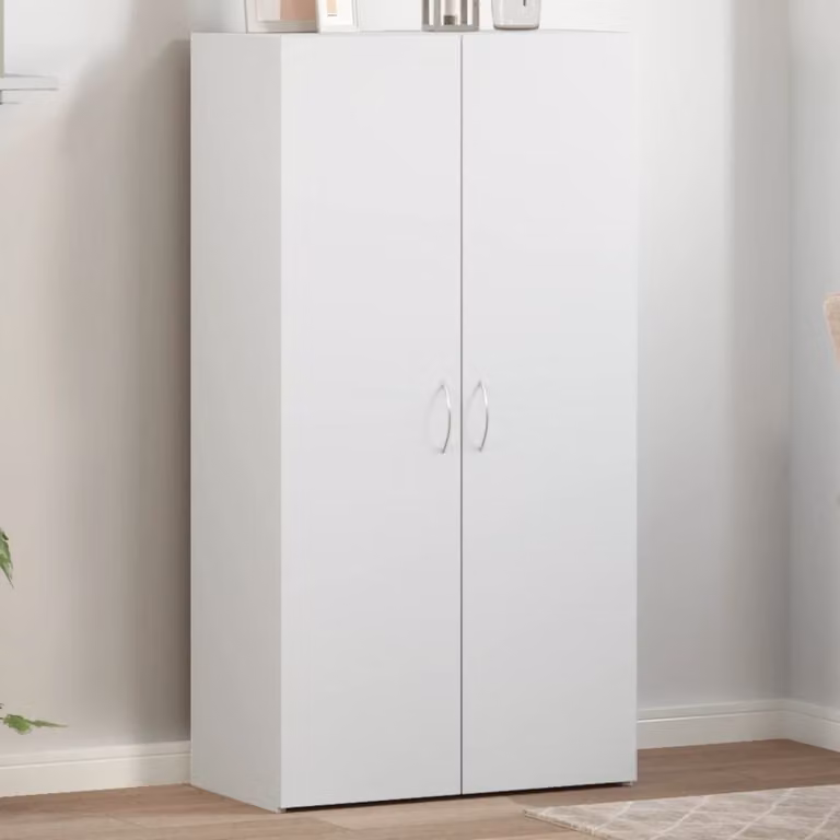 Schedario moderno vidaXL bianco con ante a battente in legno e MDF per ufficio o casa L: 60 cm, P: 32 cm, H: 115 cm