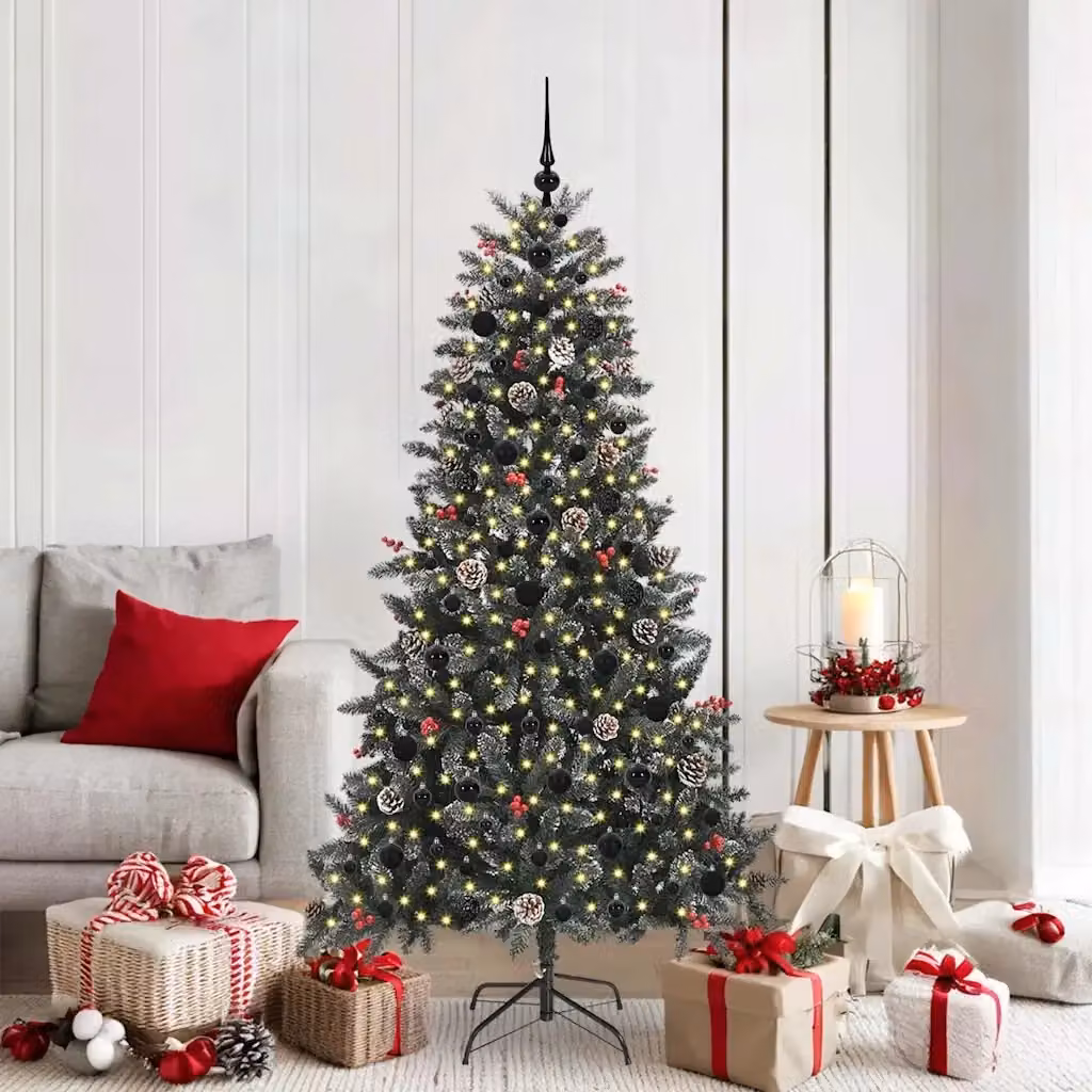 Albero di Natale artificiale moderno verde con 300 LED luce bianca calda, Altezza: 180 cm – 2