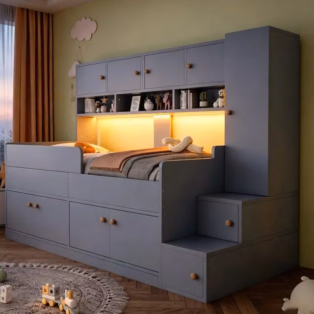 letto in legno grigio 96 x 238 cm