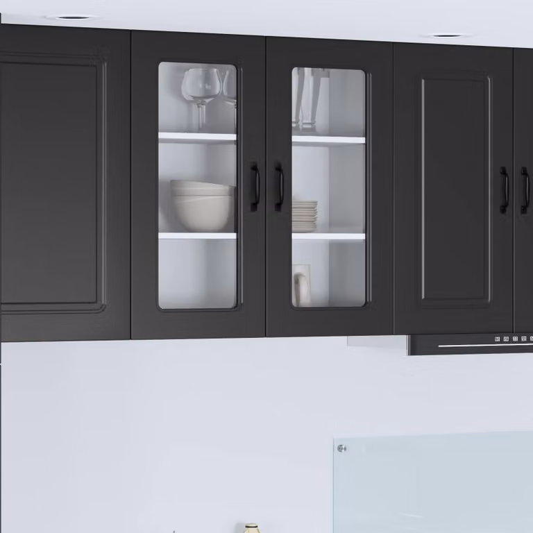 vidaXL Mobiletto da cucina Kalmar con ante in vetro, Nero, L: 80 cm, P: 31 cm, H: 80 cm