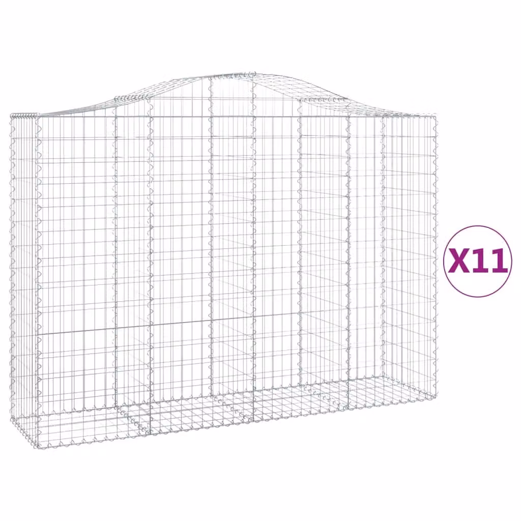 Cesti Gabbioni ad Arco 11 pz 200x50x140/160 cm Ferro Zincato