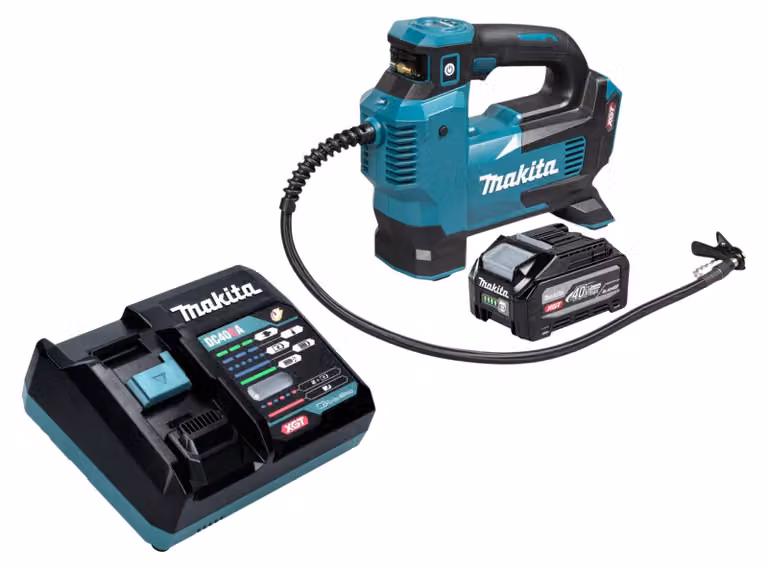 Compressore a batteria Makita MP 001 GU101 40 V max. 11,1 bar + 1 batteria da 4,0 Ah + caricabatterie