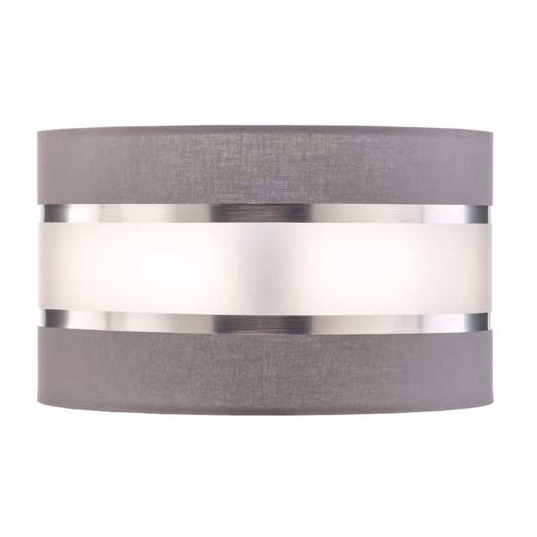 Paralume Helen E27 Ø25/altezza 15 cm grigio/argento HELAM, Alluminio / Grigio / Zincato, Tessuto / Stoffa / Seta