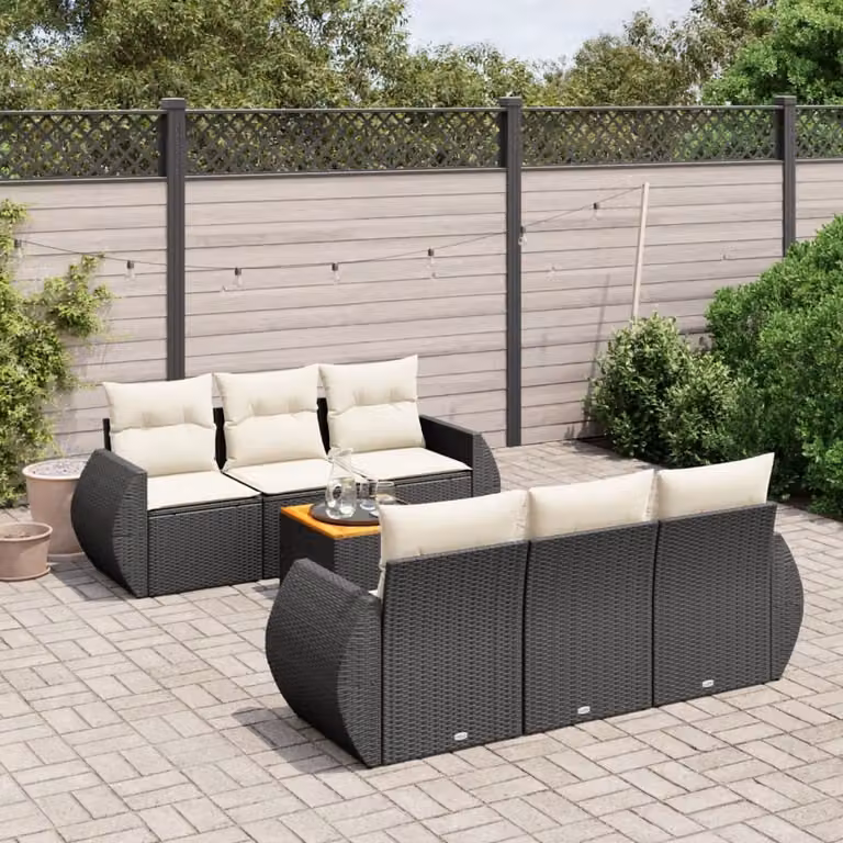 Maison Exclusive - Set Divani da Giardino con Cuscini 7pz Nero Polyrattan