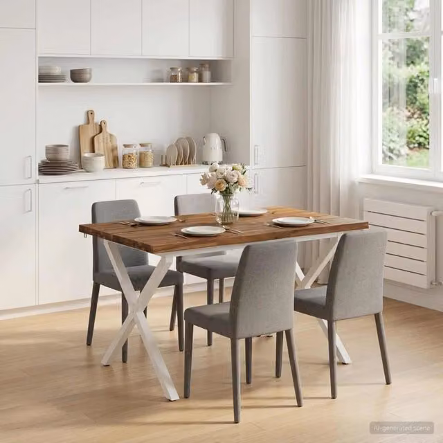 120 x 80 x 75 cm Legno di Acacia Massello Naturale e Bianco 938707