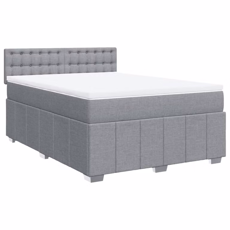 Giroletto a Molle con Materasso Grigio Chiaro 160x200cm Tessuto