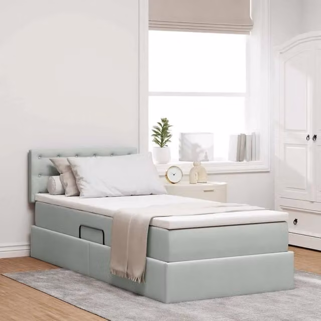 Letto con Contenitore Moderno vidaXL in Velluto Grigio L/P/H: 100 x 200 x 140 cm