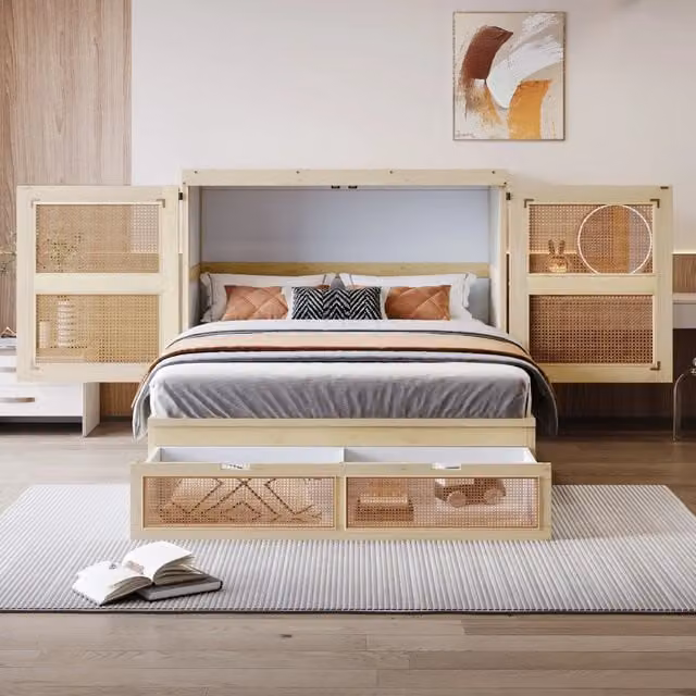 letto a scomparsa legno colore legno naturale 140 x 200 cm