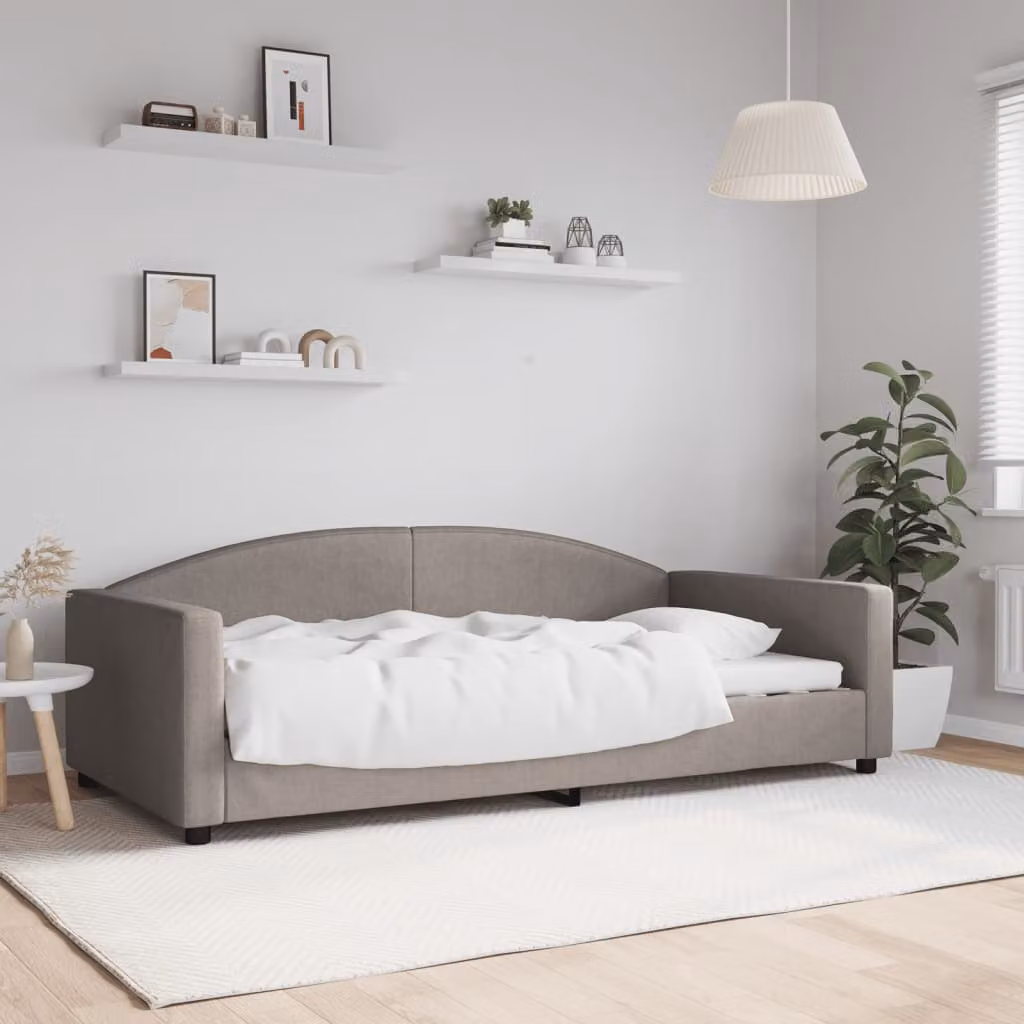 Letto da giorno vidaXL in tessuto beige e grigio, L/P/H: 200 x 100 x 75 cm
