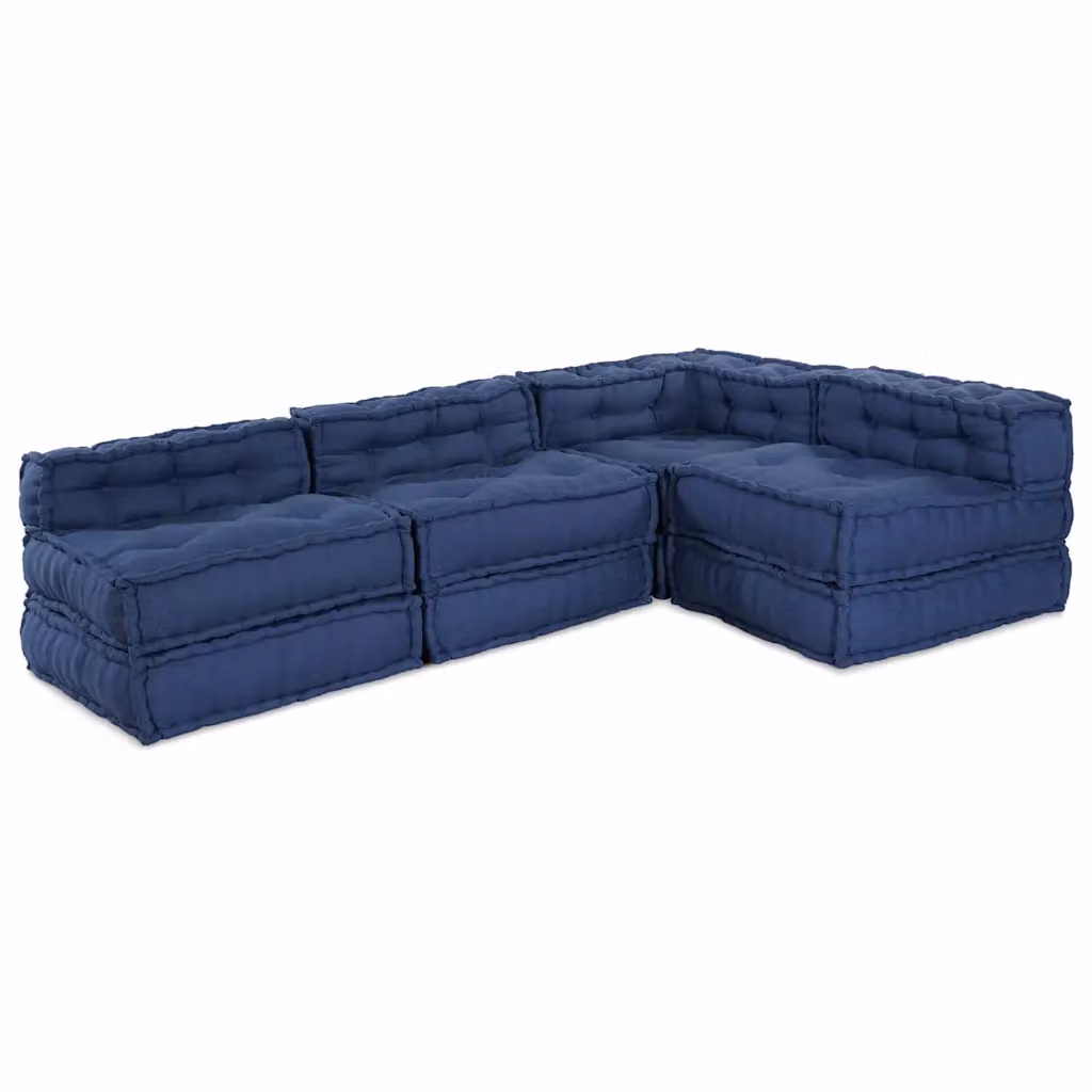 vidaXL Divano Modulare a L in Tessuto Blu con Seduta Sinistra L/P/H: 210 x 140 x 56 cm