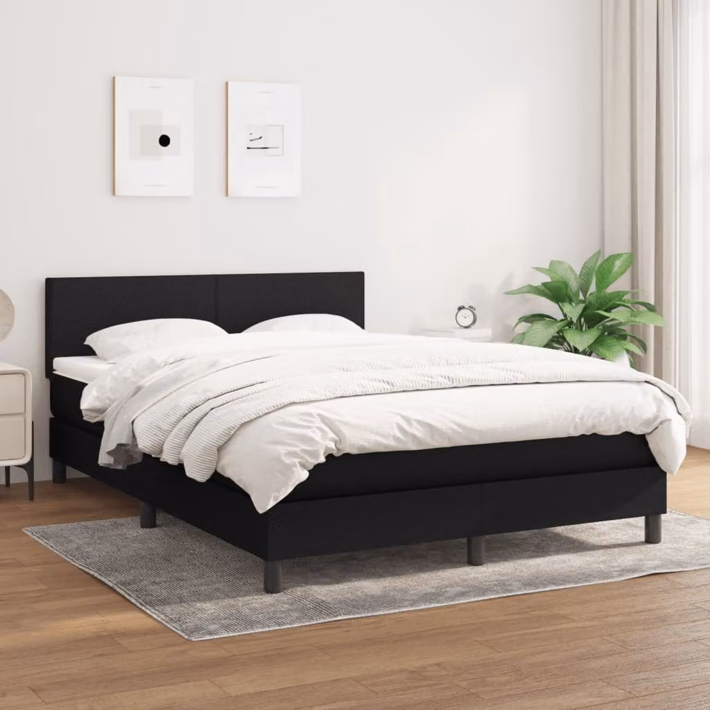vidaXL Letto boxspring con materasso nero 140x190 cm in tessuto - Letto boxspring - Boxspringbetten - Bett - Schlafzimmermöbel