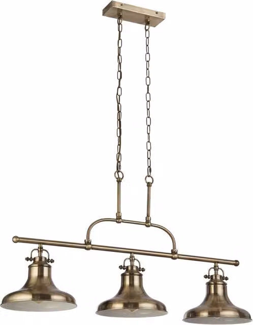 Lampadario Rustico-Country Dallas Acciaio Ottone 3 Luci E27