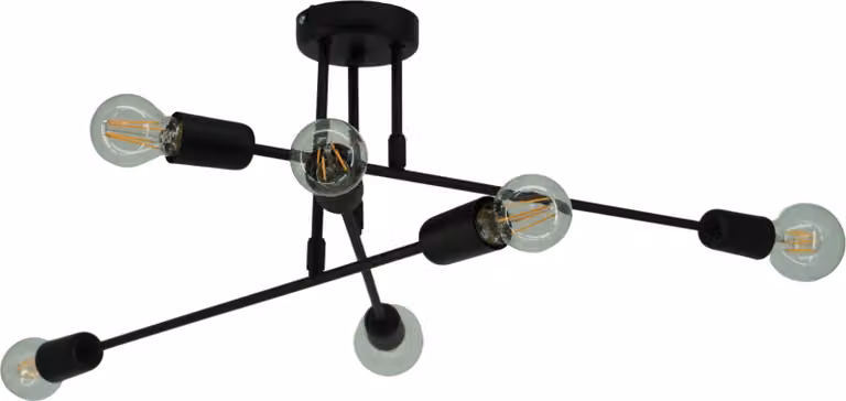 Lampada a sospensione moderna Neron 2829/Z-B-6, nera, 6 punti luce, metallo, E27, IP 20