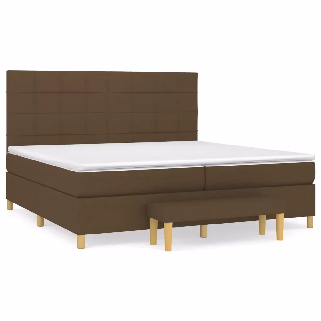 vidaXL Letto Ibrido con Giroletto a Molle e Materasso in Tessuto Marrone e Bianco L/P: 200 x 200 cm, H: 128 cm – 2