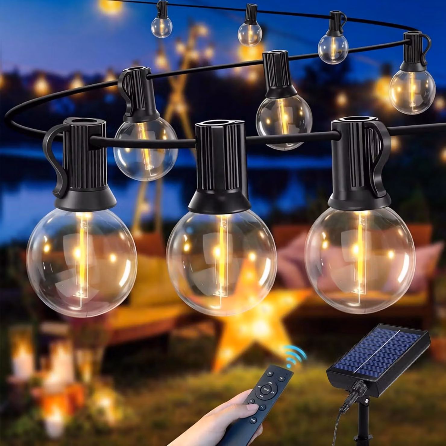 Catena luminosa da 16 metri, alimentata a energia solare, con telecomando, adatta per interni ed esterni