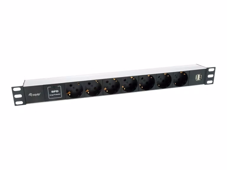 Equip 333315 Equip Steckdosenleiste 19"(1HE)8fach Schuko16A,1,8m Kabl. si