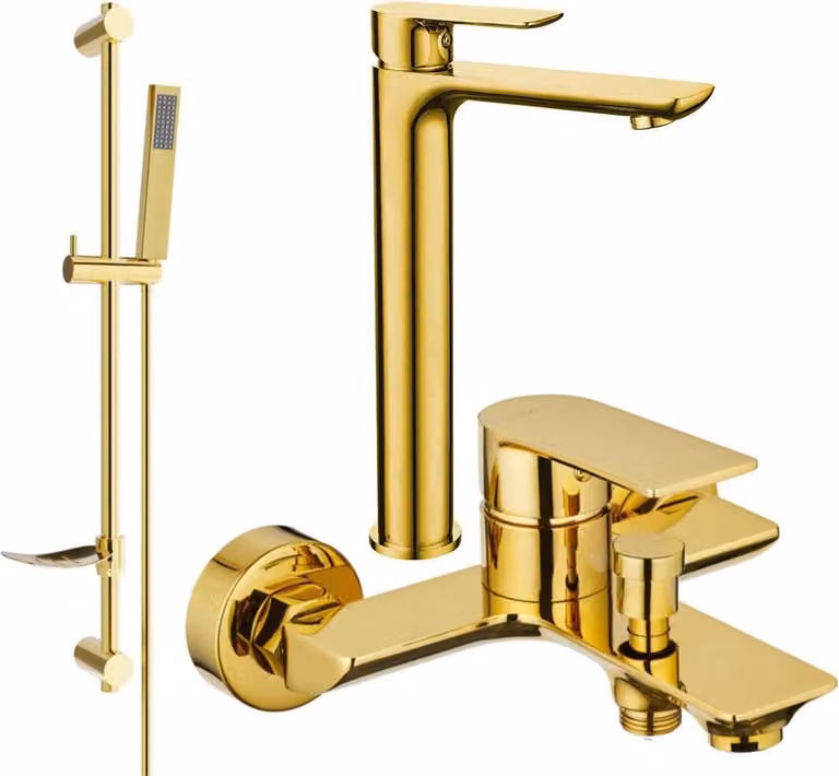 Mexen Alfa DF02 set vasca da bagno, dorato - 745713DF02-50