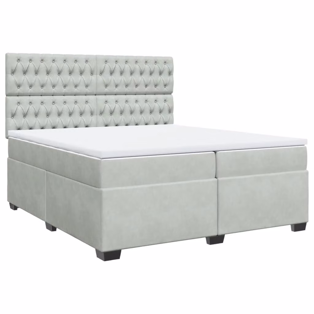 Giroletto a Molle con Materasso Grigio Chiaro 200x200cm Velluto