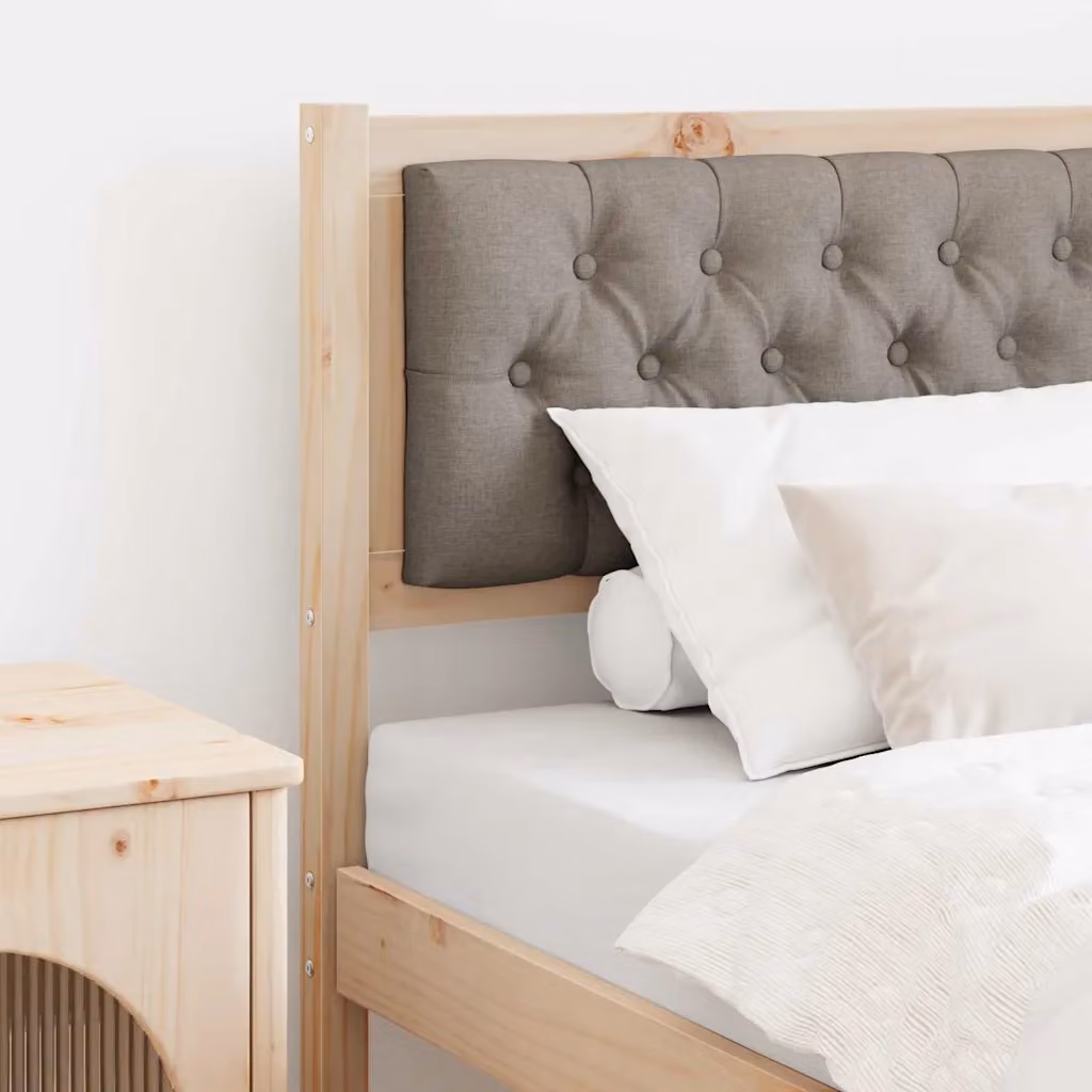 Testiera per letto imbottita vidaXL in legno di pino massello, colore marrone e taupe, 80 cm