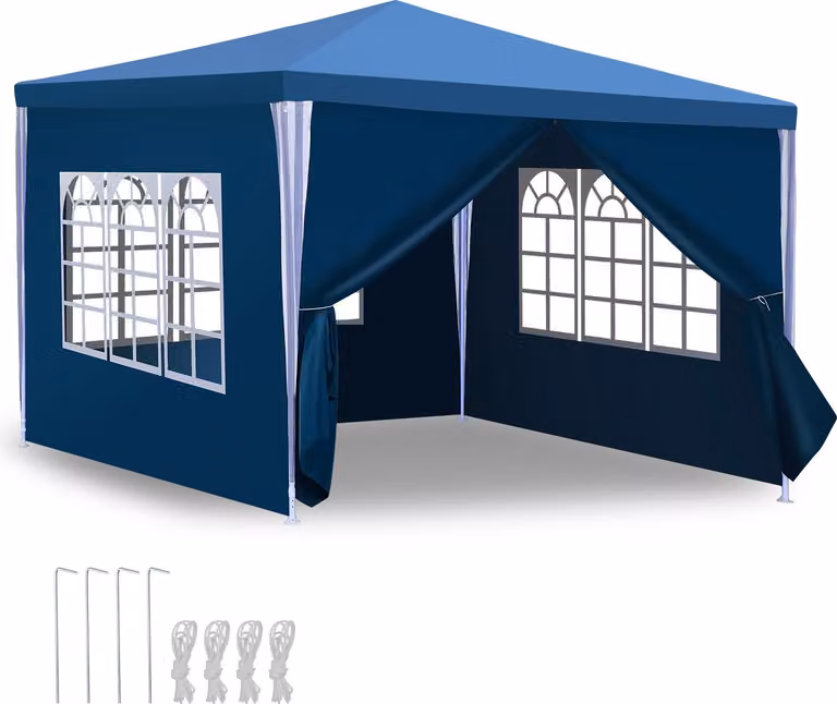 Izrielar 3 x 3 m gazebo da giardino portatile impermeabile tenda party con tubi a spirale, blu