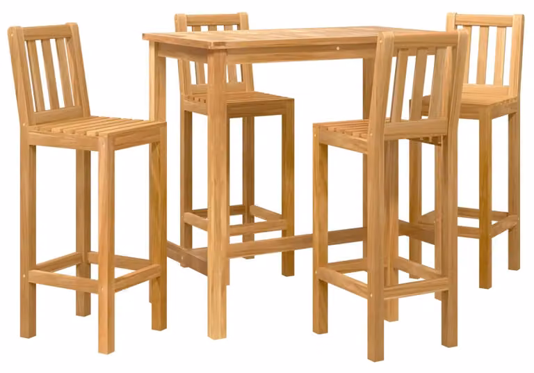 Set da esterno per bar, 5 pezzi, finitura naturale