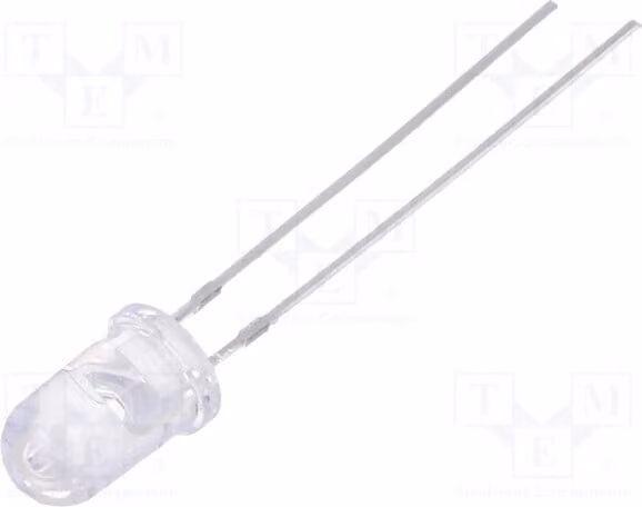 2 LED, angolo di emissione 15°, corrente di funzionamento 30mA, colore rosso, dimensioni 5mm, intensità luminosa 22000÷25000 mcd, flusso luminoso 3,5÷4,5 lm, tensione di funzionamento 1,8÷2,6V, modello OS5RKP5111A. Diodi LED