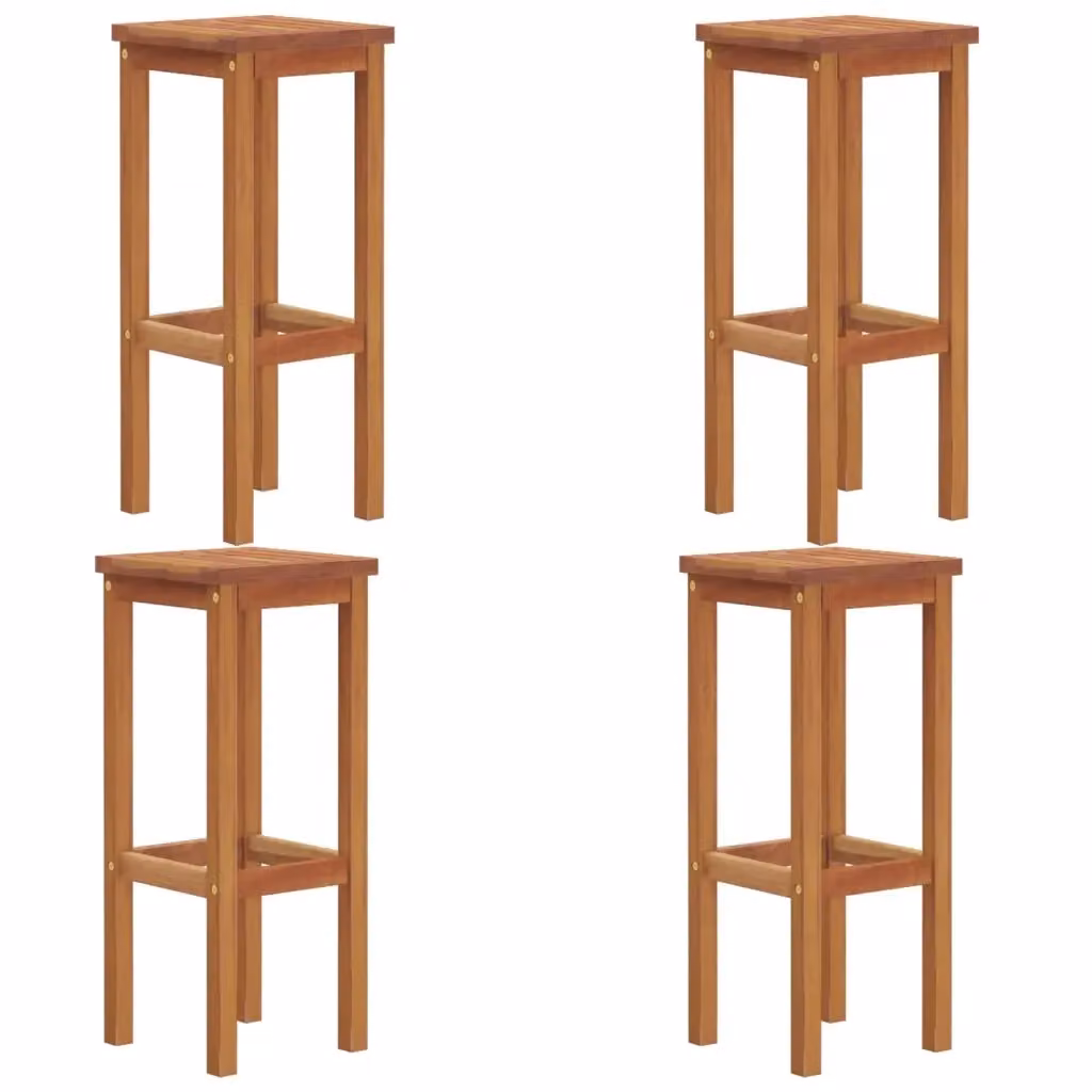 Set di 4 sgabelli da bar vidaXL in legno massello di acacia color marrone stile rustico oliato – 2