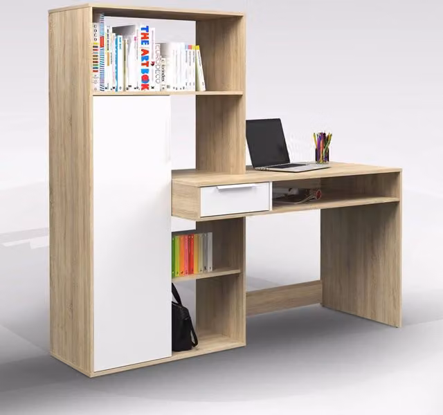 My Brand germanvox scrivania con libreria in rovere sonoma e bianco