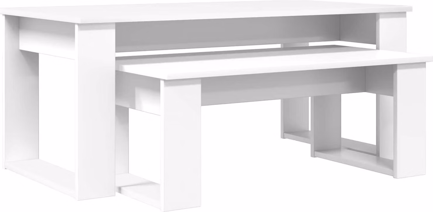 Set di Tavolini da Caffè 2 pcs Bianco Legno multistrato
