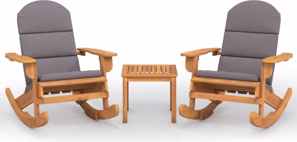 Set Salotto da Giardino Adirondack 3pz Legno Massello di Acacia