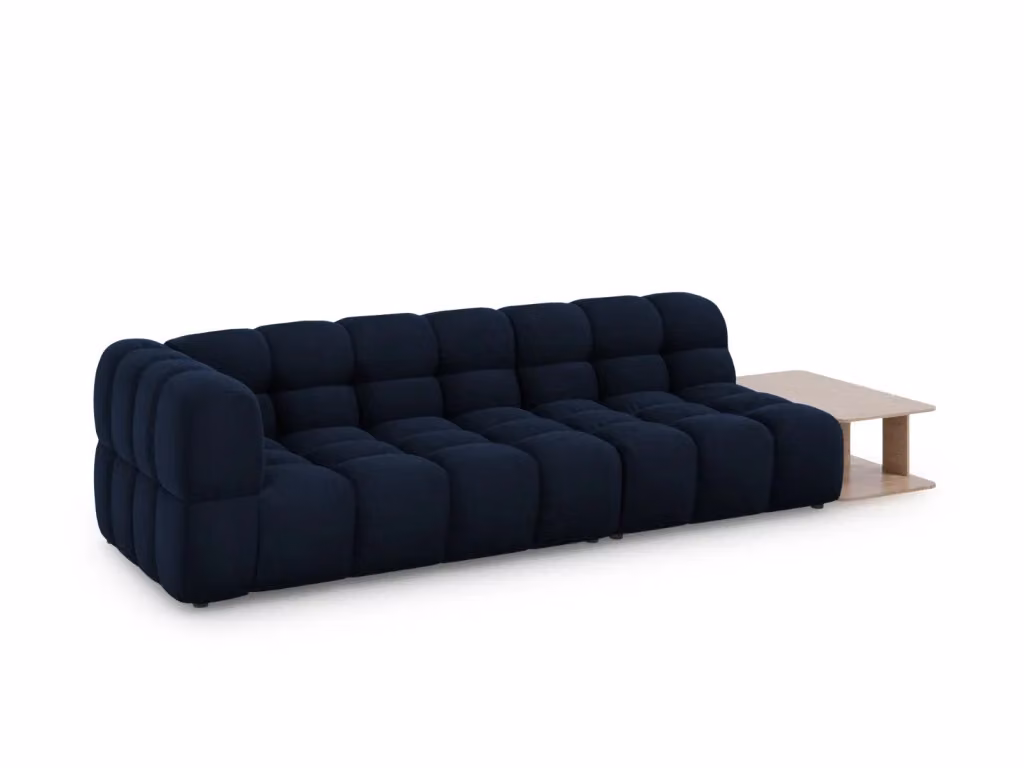 Divano modulare destro Sky di Cosmopolitan Design, 4 posti in velluto blu, L: 297 cm, P: 102 cm, H: 75 cm – 2
