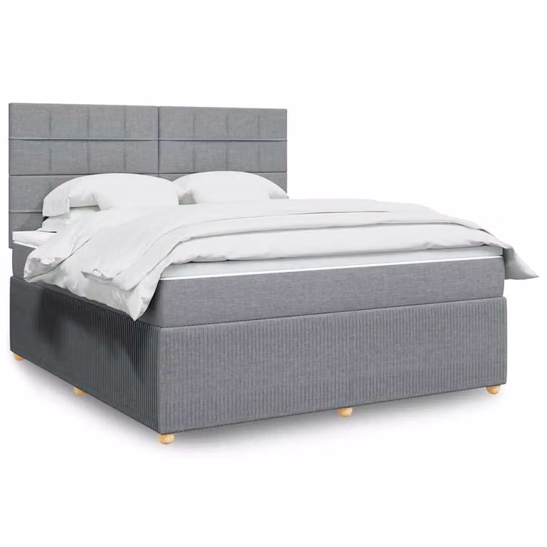 Giroletto a molle con materasso vidaXL in tessuto grigio chiaro e bianco, L/P: 180 x 200 cm